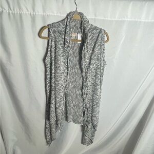 Mossimo Gray Black Marled Knit Sleeveless Waterfall Vest Size Large